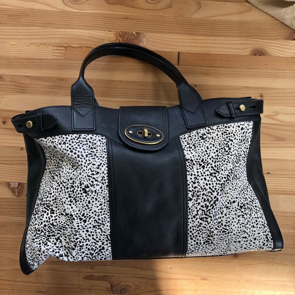 Fossil Cow Hide Leopard Print Hand Bag Purse